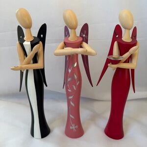 Authentic Erzgebirge German Wooden Angels Set of 3 Handmade Christmas Decor